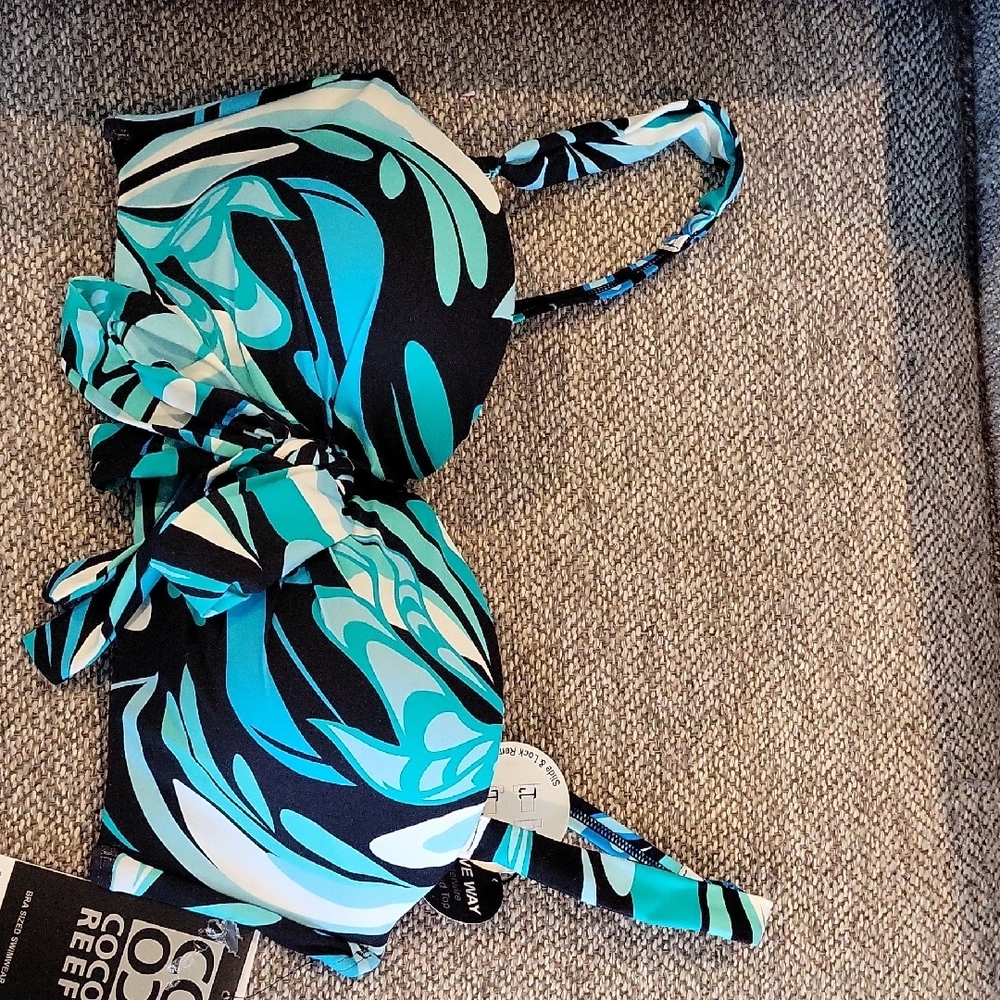 Blue and Black Patterned Bikini Top